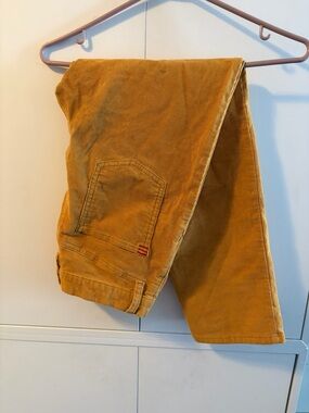 Women's Mustard Corduroy Straight-Leg Pants